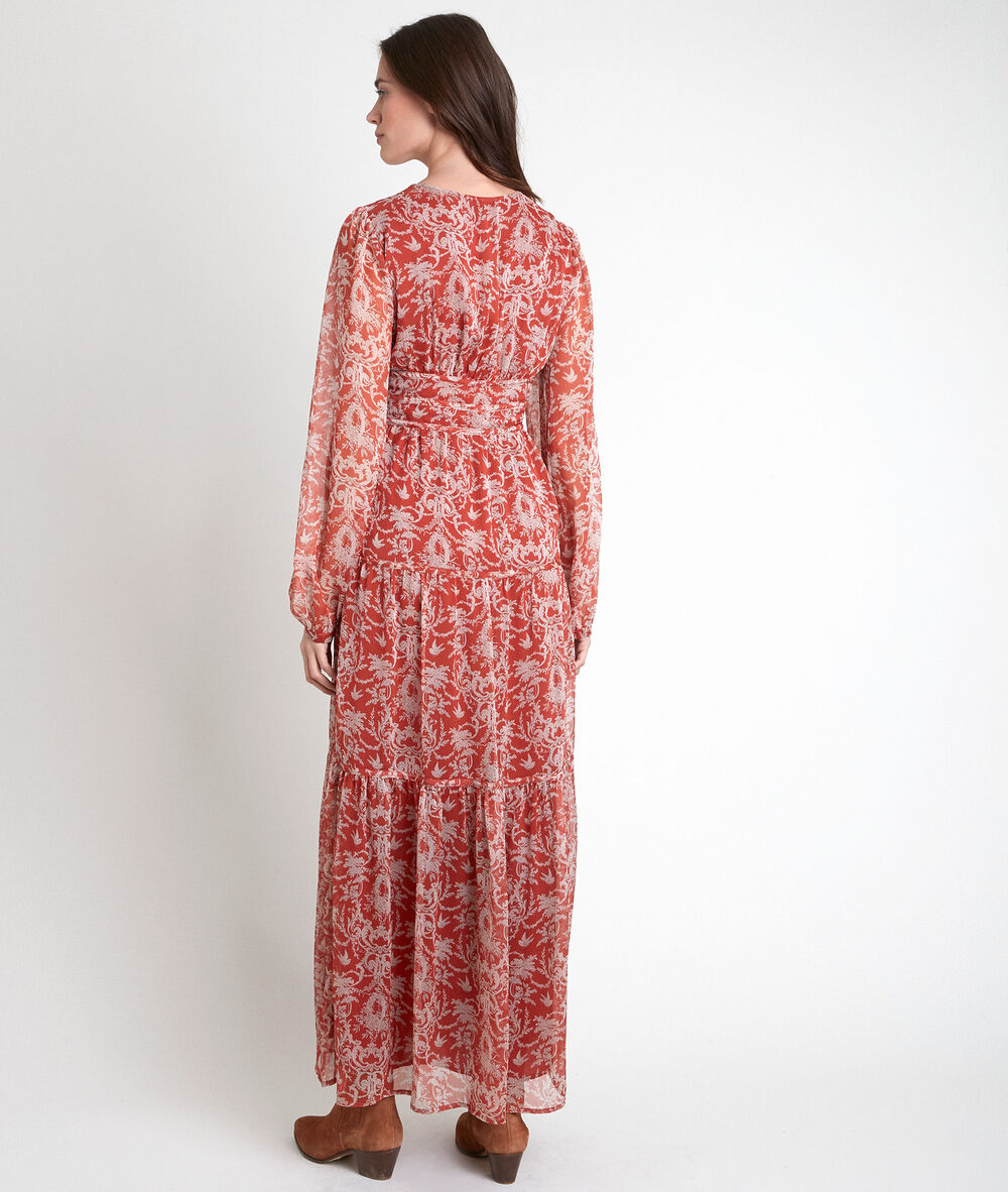 Robe longue orange imprimée leonor goyave.