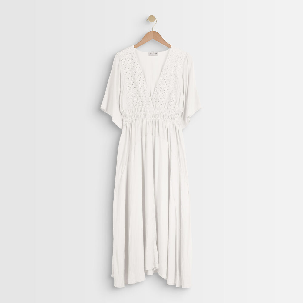 Robe écrue brodée lauretta ecru.