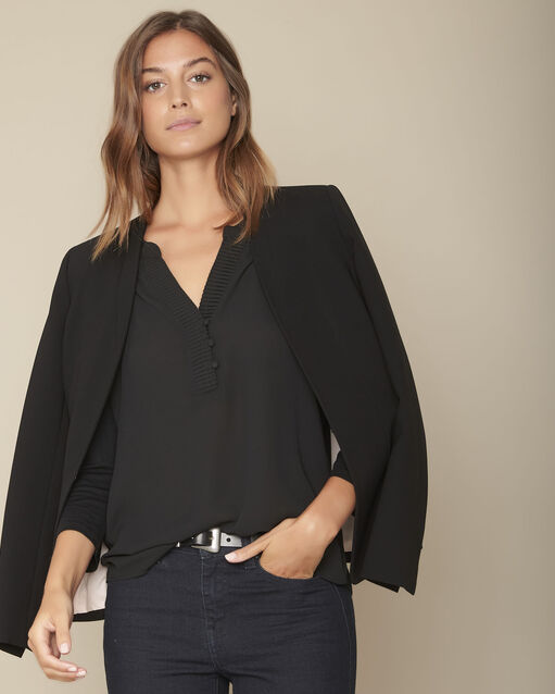 Blouse bimatière noire Mira (2) - Maison 123