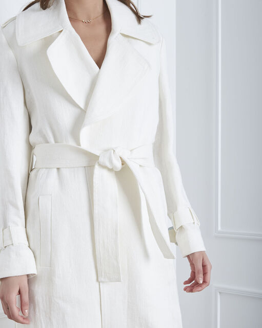 Trench crème 3/4 en lin dhalia creme.