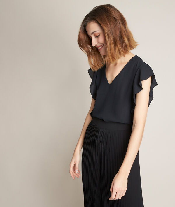 Top en polyester recyclé noir Elfie | 1-2-3 Top en polyester recyclé noir Elfie PhotoZ | 1-2-3