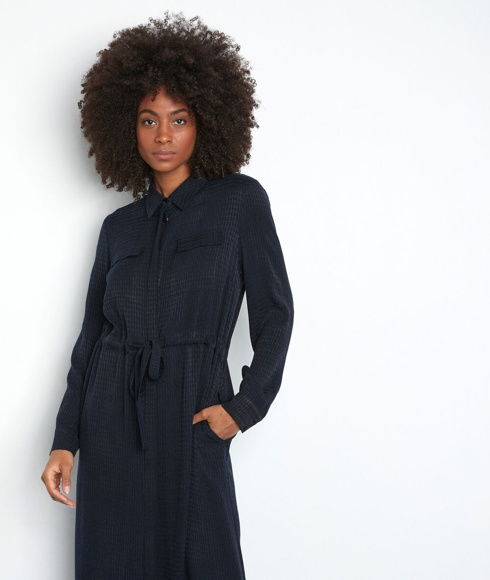 Robe mi-longue bleu marine sylvie marine.