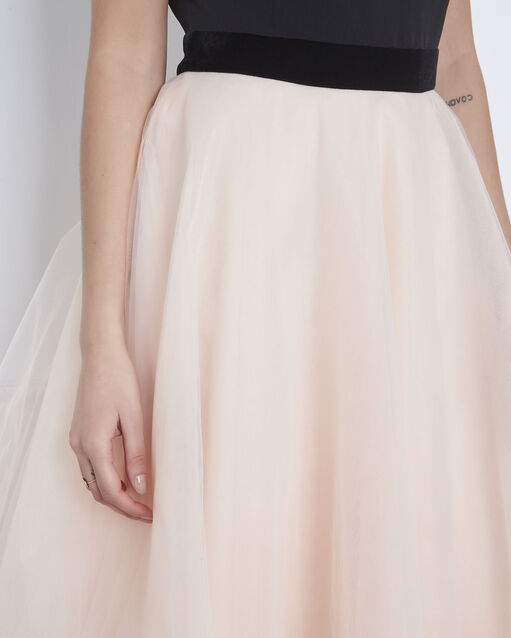 Robe dansante bimatière tulle haupe noir.