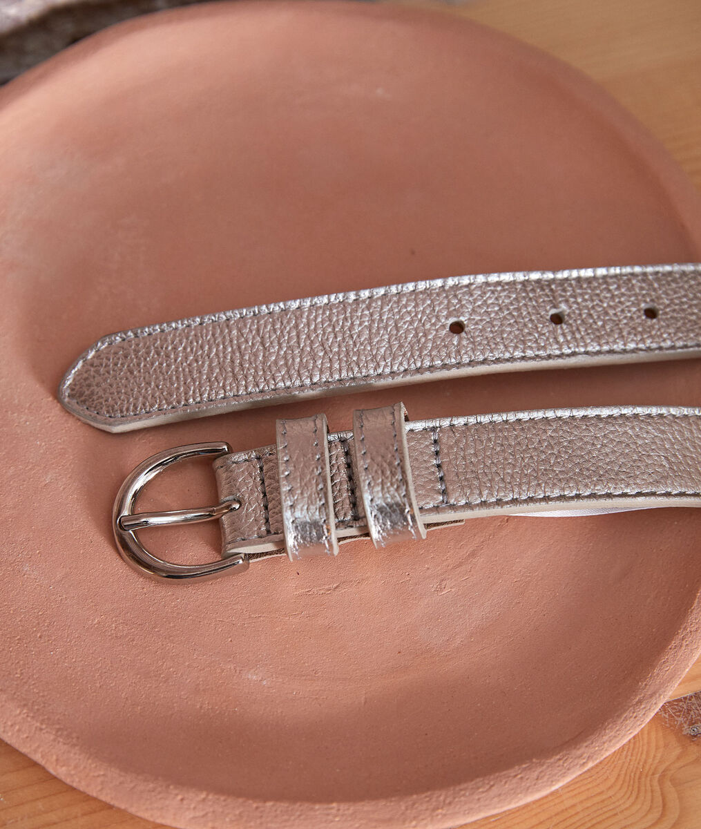 Ceinture en cuir fine argentée Eglantine | 1-2-3 Ceinture en cuir fine argentée Eglantine PhotoZ | 1-2-3