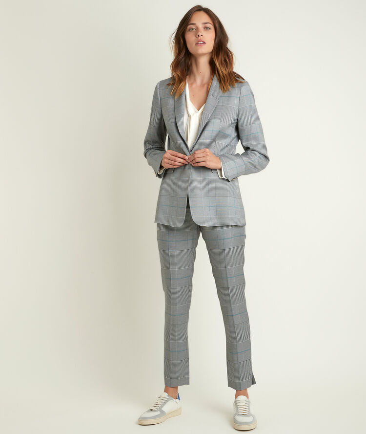 Veste tailleur prince de galles lena gris chine.
