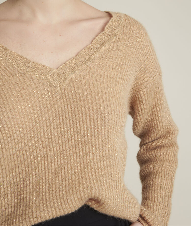 Pull havane en lurex flambeur havane.