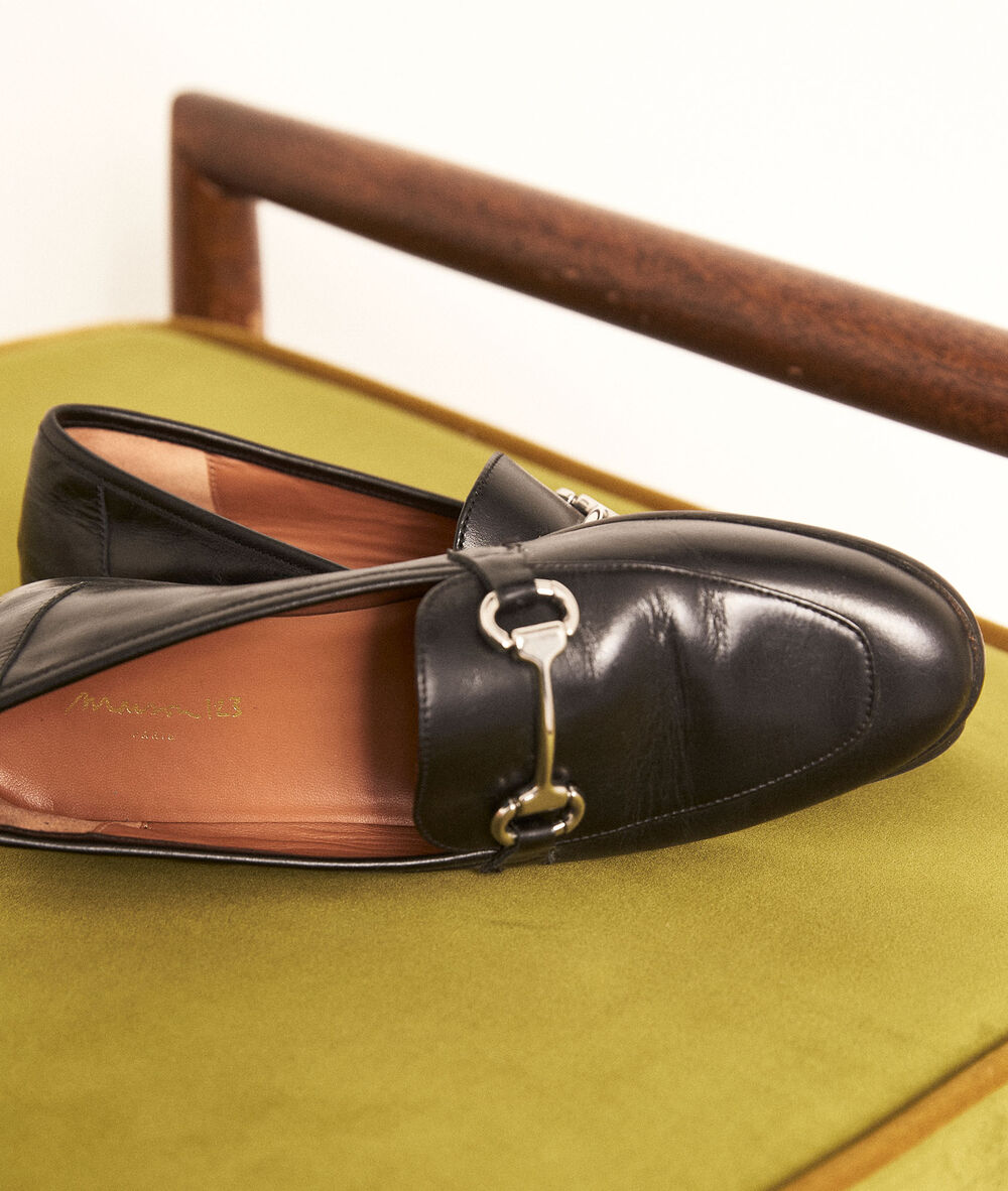 Mocassins à boucle en cuir noir hanah noir.