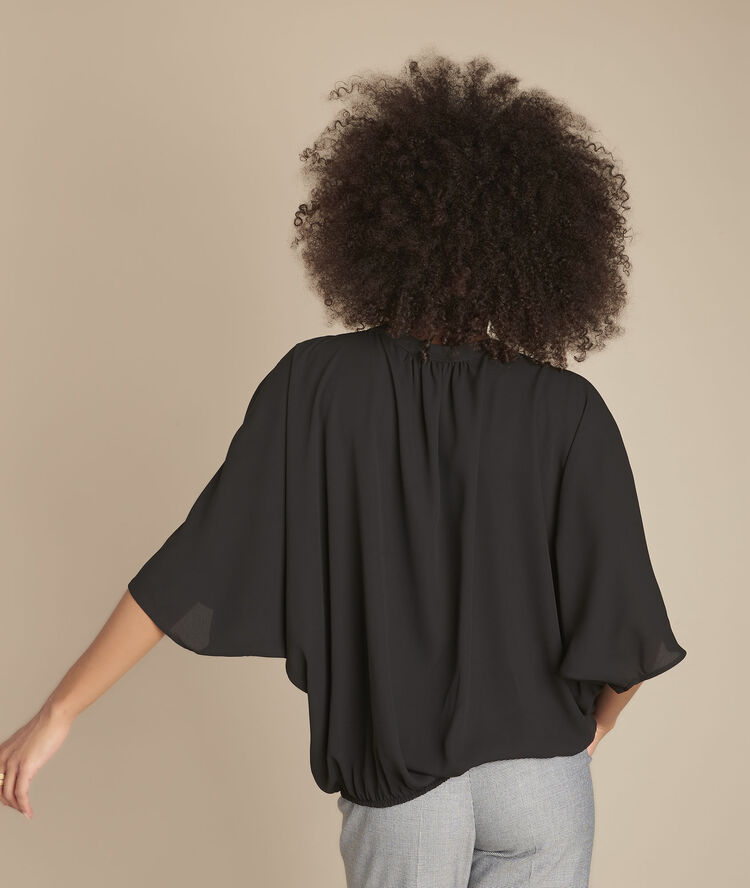 Zwarte blouse met ballonmouwen maddy noir.