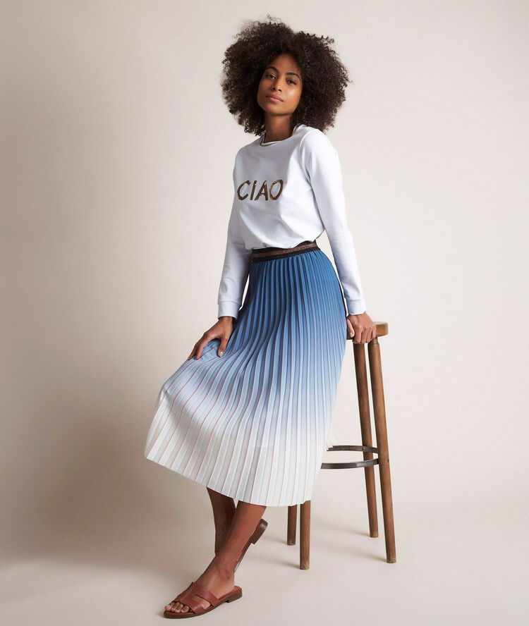 Sweat brod&eacute; relax blanc.