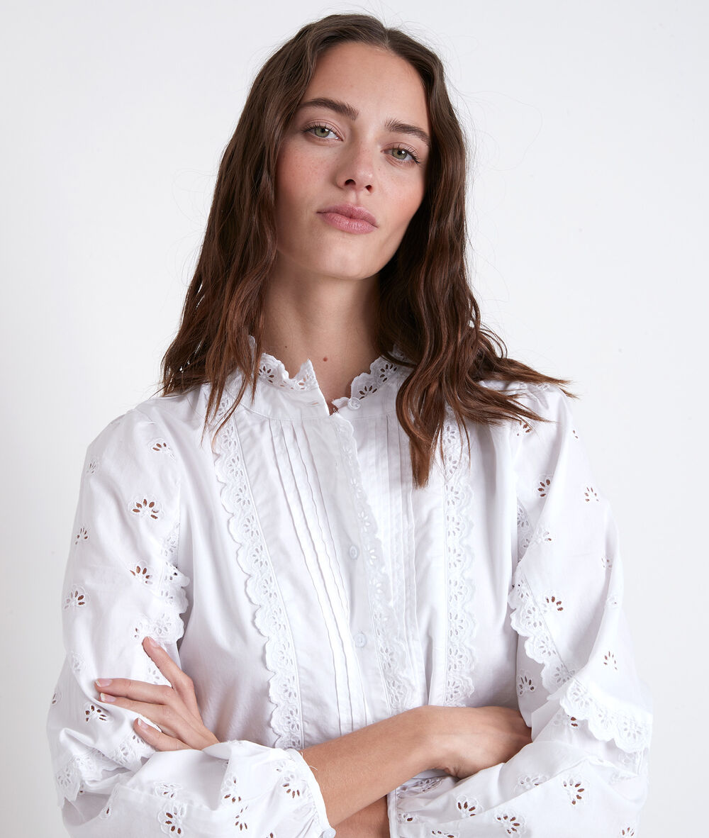 Blouse écrue brodée tasota ecru.