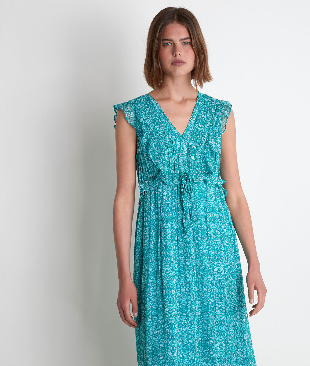 Robe longue imprimée turquoise Nao | 1-2-3 Robe longue imprimée turquoise Nao PhotoZ | 1-2-3