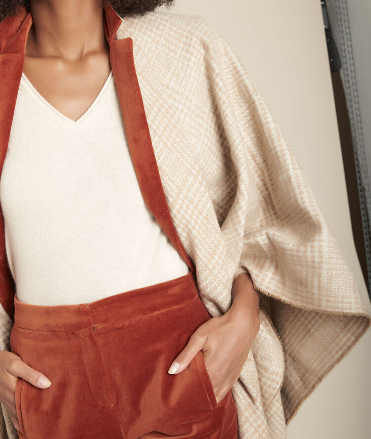 Poncho beige imprimé germinal ficelle.