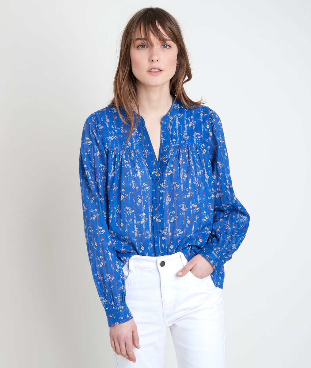 Blouse myosotis imprimée Tifaine | 1-2-3 Blouse myosotis imprimée Tifaine PhotoZ | 1-2-3