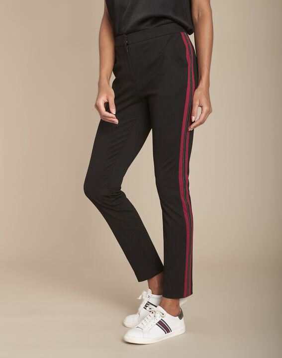 Pantalon noir milano cropped bande fantaisie Elane | 1-2-3 Pantalon noir milano cropped bande fantaisie Elane PhotoZ | 1-2-3