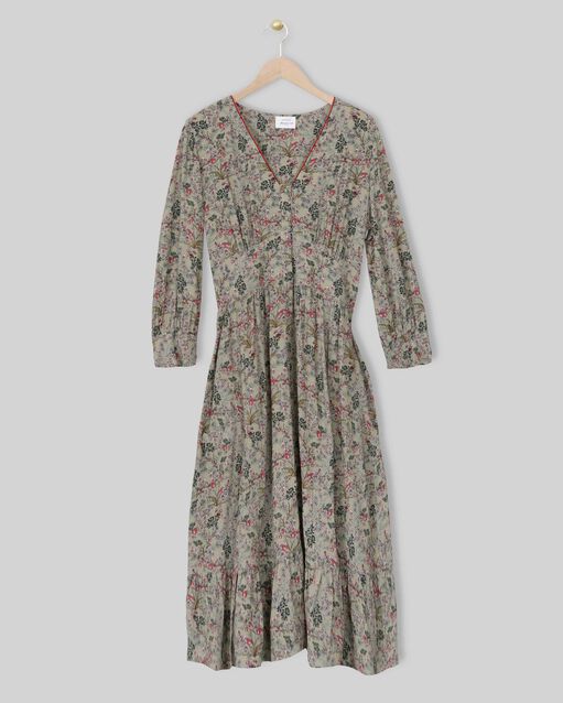 Robe imprimé fleuri inaya olive.