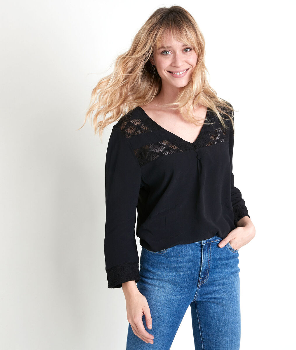 Top bimatière noir dentelle Will | 1-2-3 Top bimatière noir dentelle Will PhotoZ | 1-2-3