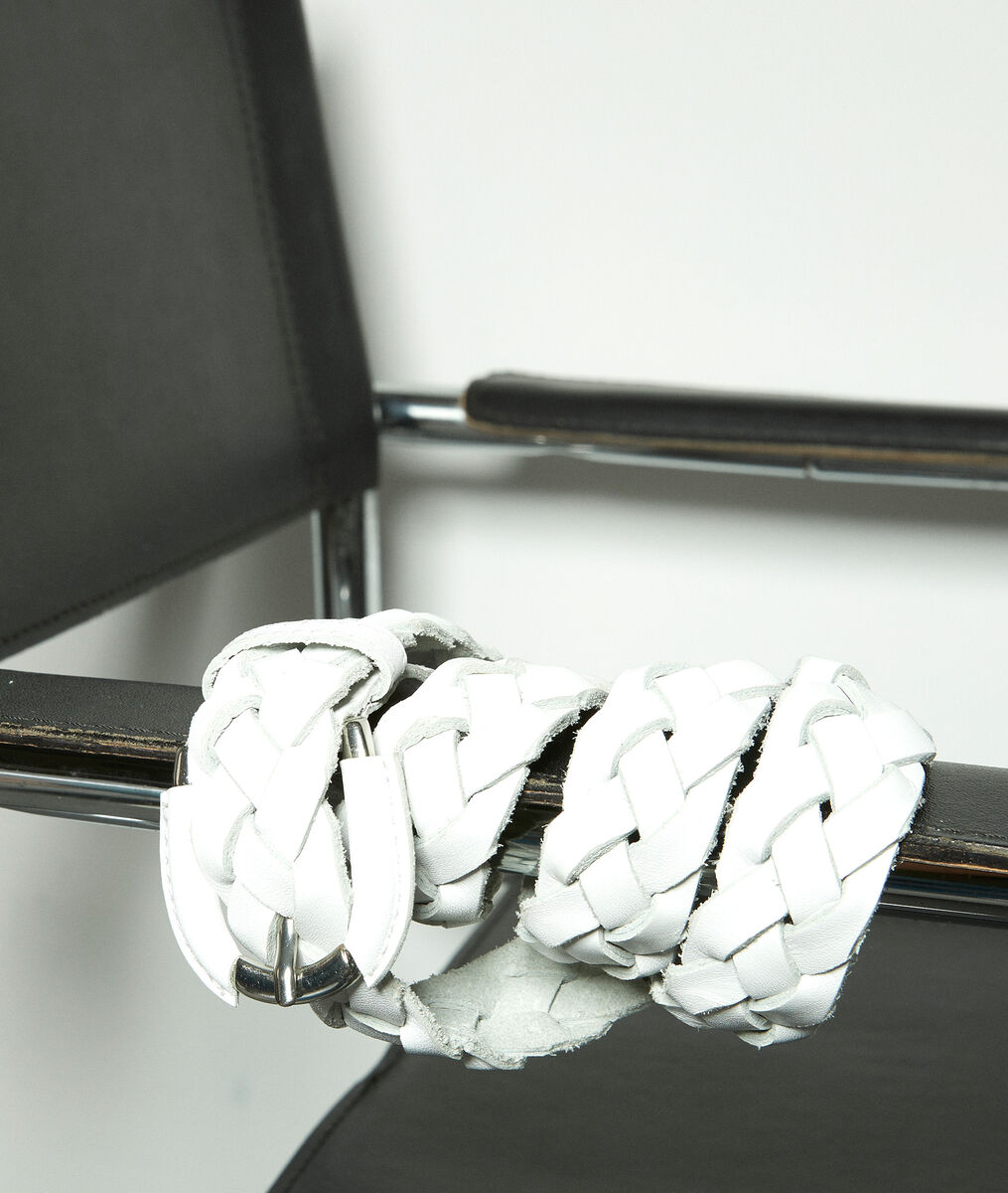 Ceinture tressée en cuir blanche Swan | 1-2-3 Ceinture tressée en cuir blanche Swan PhotoZ | 1-2-3