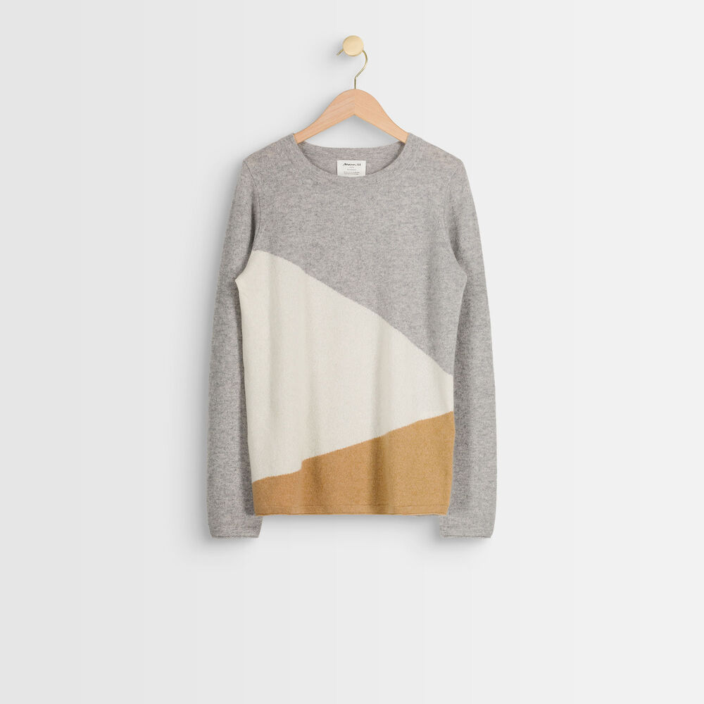 Pull en cachemire colorblock raven chine clair.