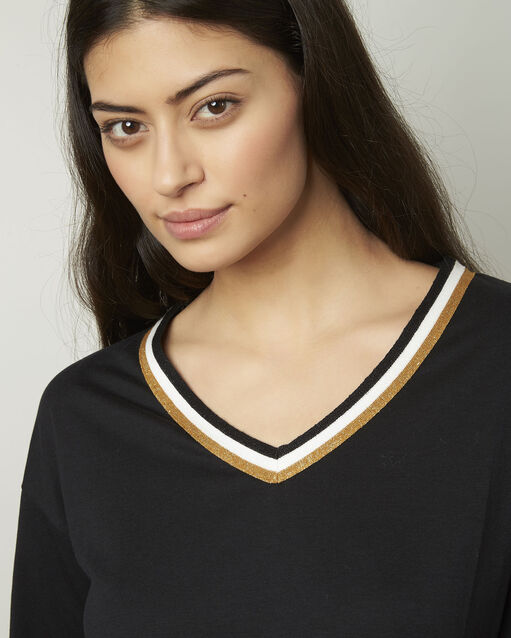 Tee-shirt noir encolure v fantaisie philomene noir.