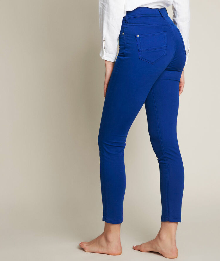 L'iconique : slim satin de coton bleu roi sultan bleu franc.