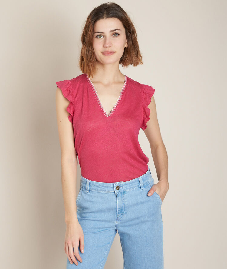 Top en lin rodeo pourpre.