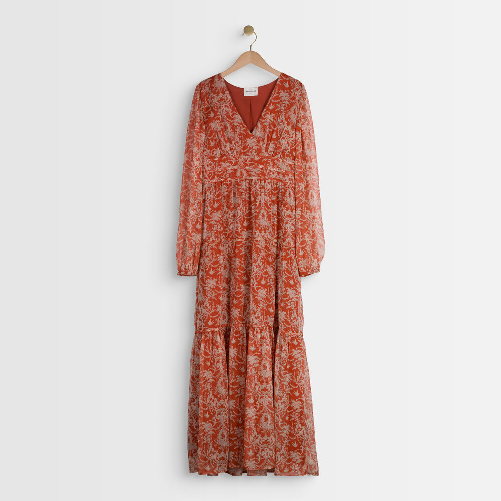 Robe longue orange imprimée leonor goyave.