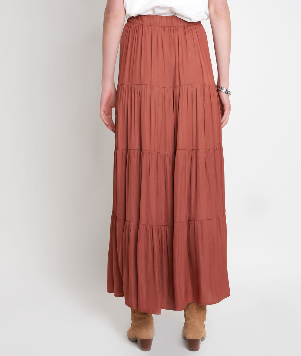 Jupe longue fluide terracotta freda pêche.