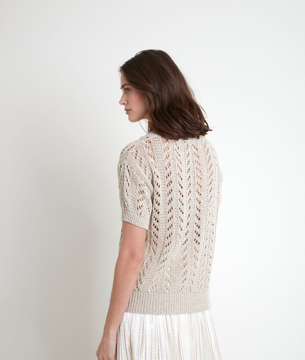 Pull ajouré doré aimy ble.