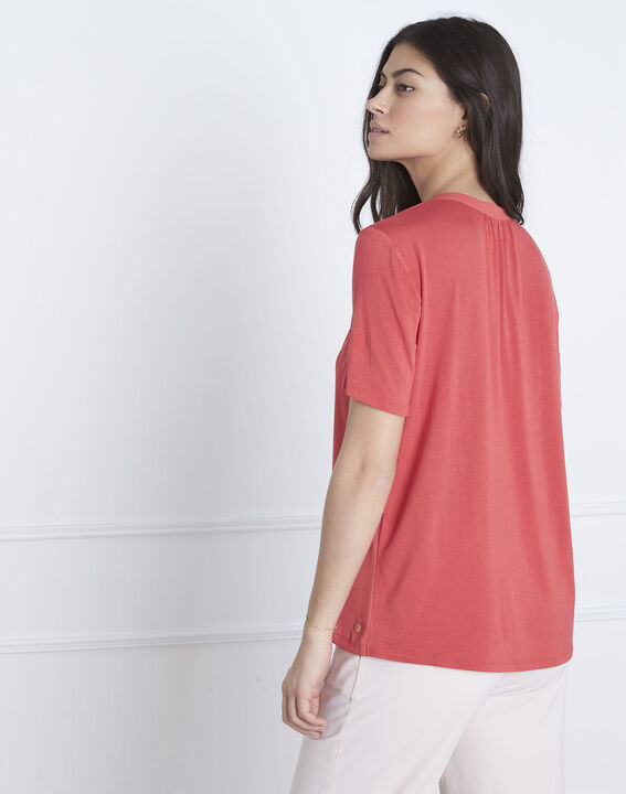 Blouse corail encolure lacée Viola | 1-2-3 Blouse corail encolure lacée Viola PhotoZ | 1-2-3