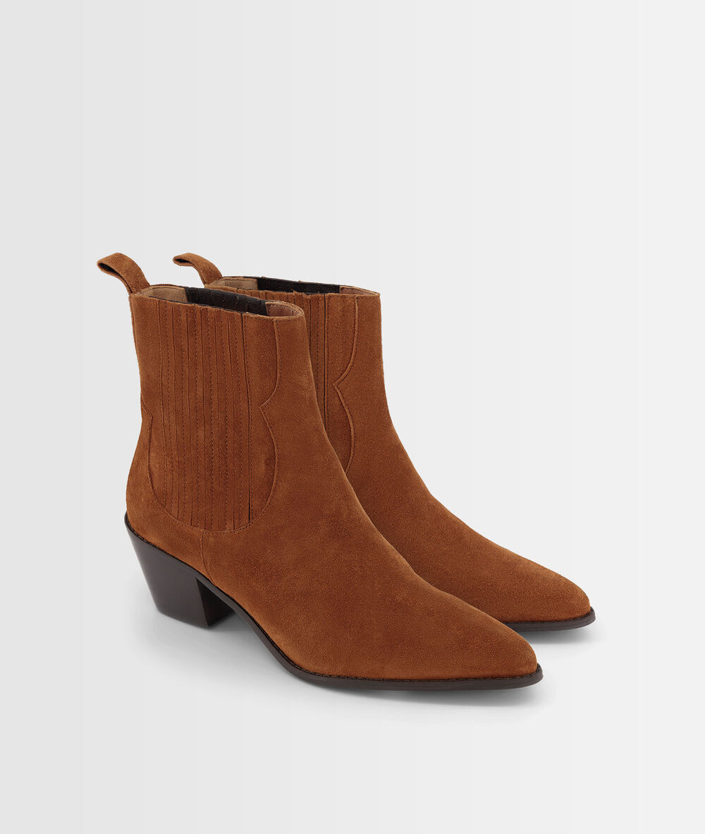 Lage cowboylaarzen van chocoladebruin veloursleder habby chocolat.