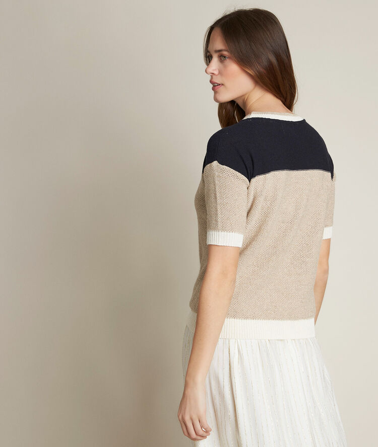 Pull rayé en coton recyclé devon blanc.