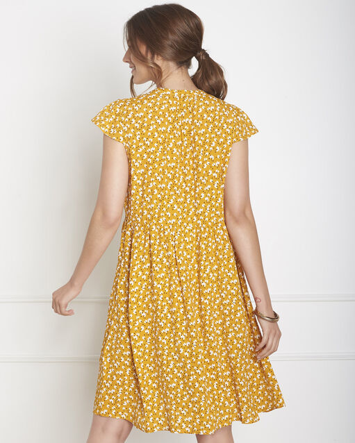 Robe jaune imprimée lemon bouton d`or.