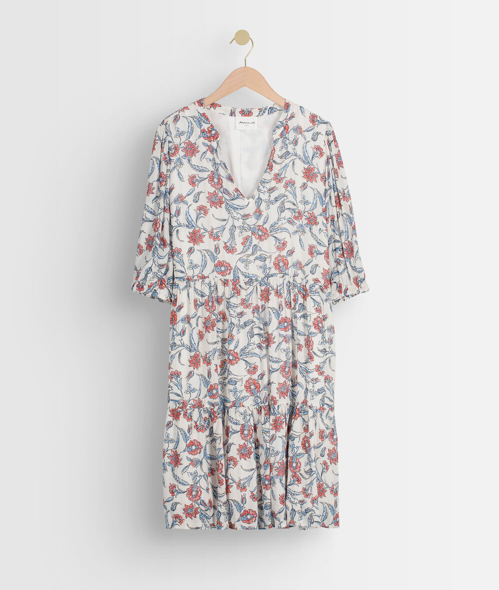 Robe imprimée écru madeleine ecru.