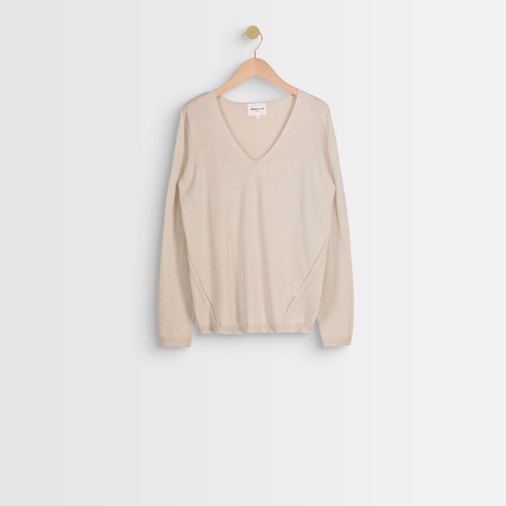 Pull fin brillant beige ryo mastic.