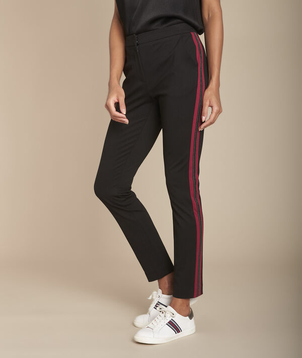 Pantalon noir milano cropped bande fantaisie Elane | 1-2-3 Pantalon noir milano cropped bande fantaisie Elane PhotoZ | 1-2-3