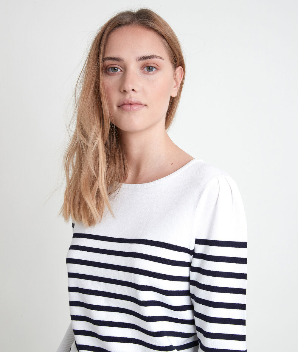 Pull viscose ecovero® marinière adelie ecru.