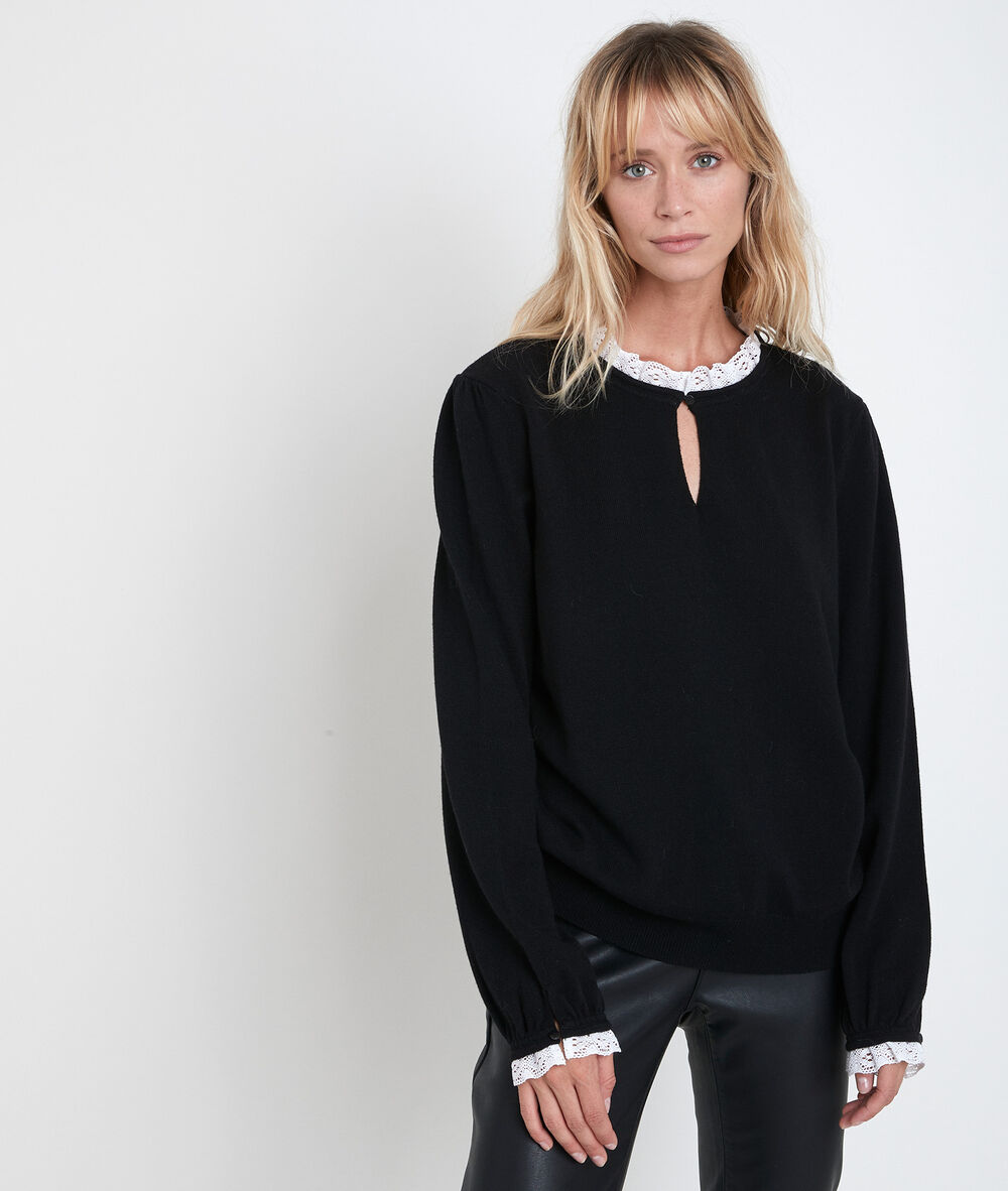Pull en polyester recyclé richy noir.
