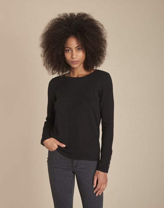 Pull noir en jersey Flora | 1-2-3 Pull noir en jersey Flora PhotoZ | 1-2-3