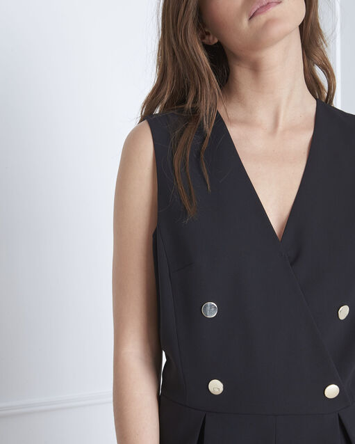 Combinaison noire boutonnée microfibre lucie noir.