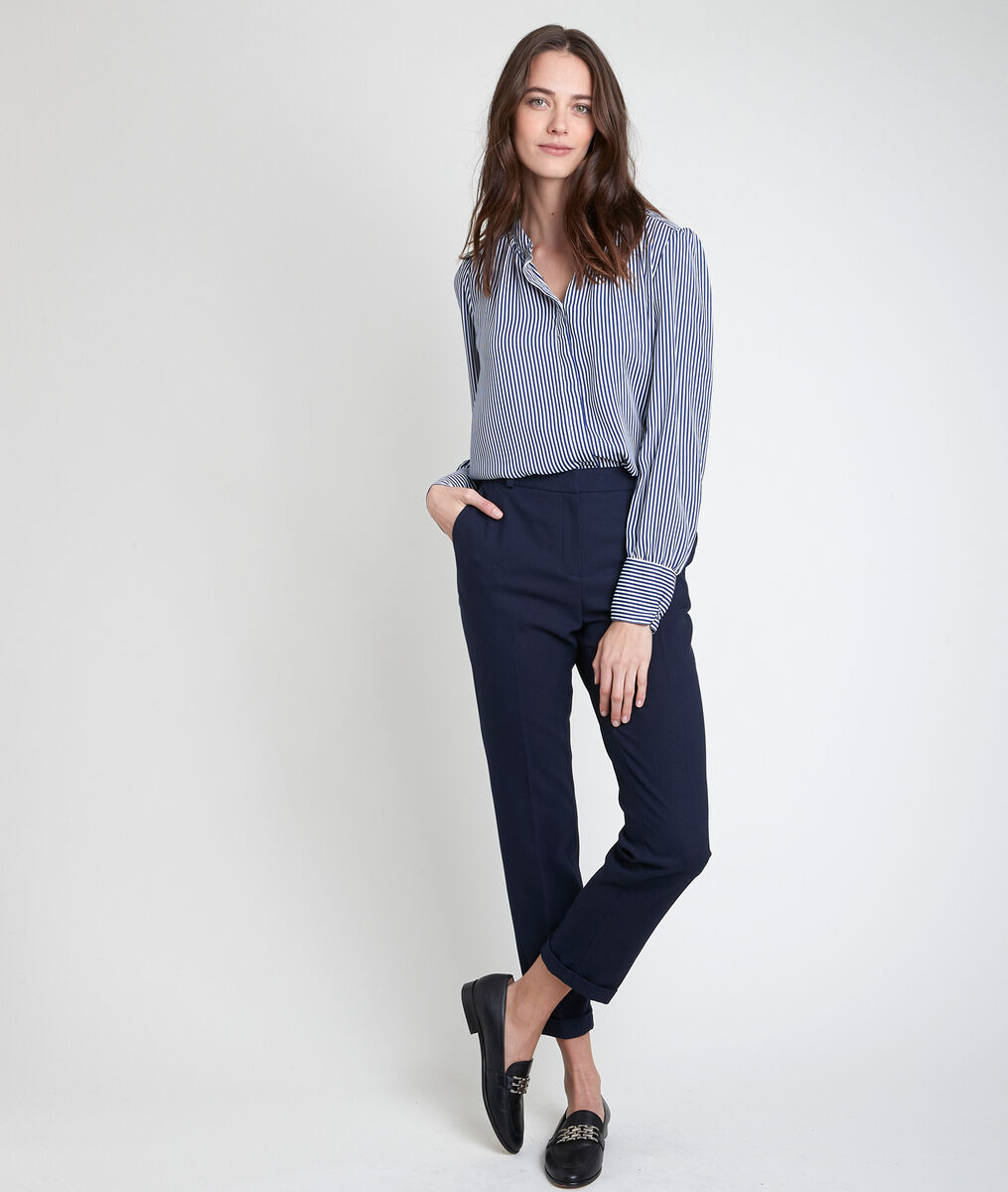 Pantalon cigarette piqué marine Felix | 1-2-3 Pantalon cigarette piqué marine Felix PhotoZ | 1-2-3