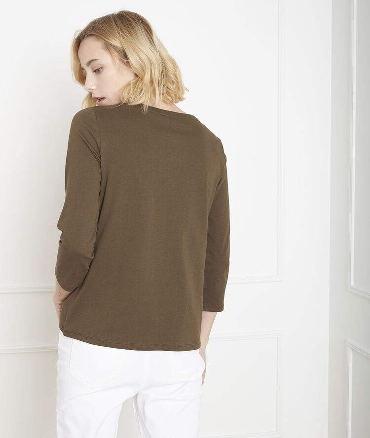 Tee-shirt kaki imprimé palme perrine kaki.