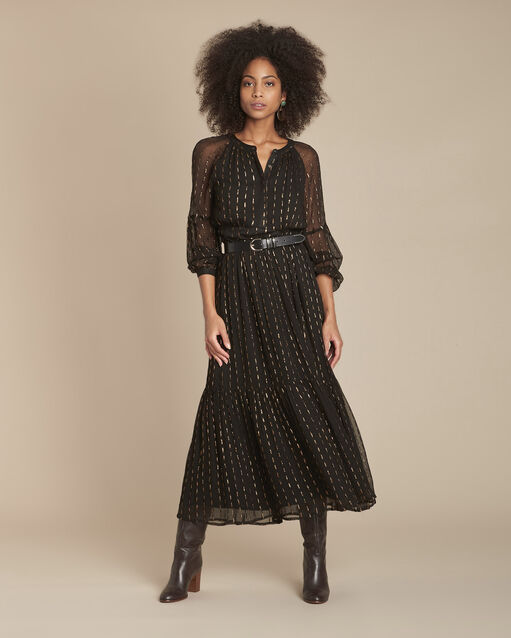 Robe longue noire en lurex rosane noir.