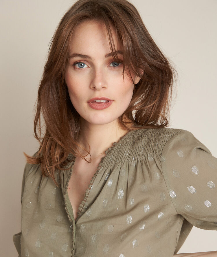 Blouse verte lurex elma amande.