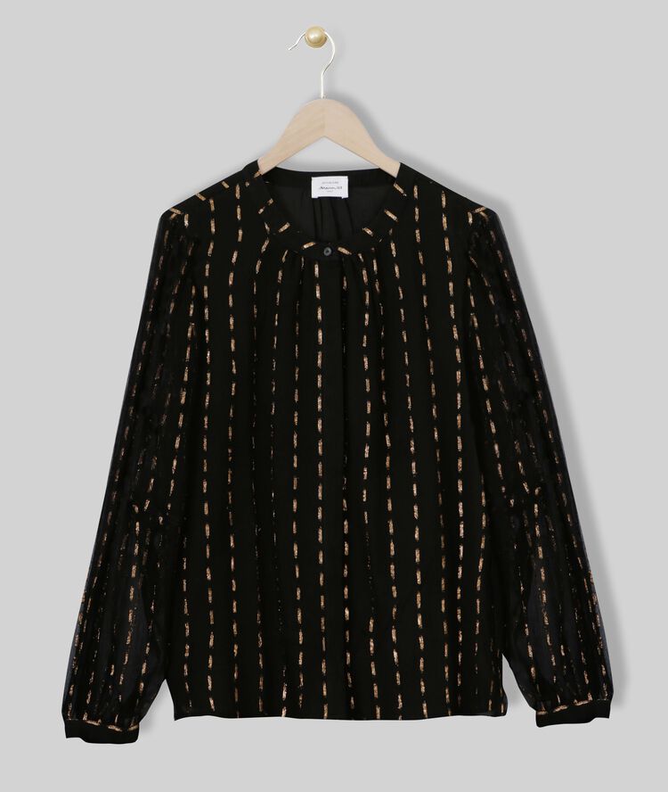 Zwart overhemd met goudkleurige print melissa noir.