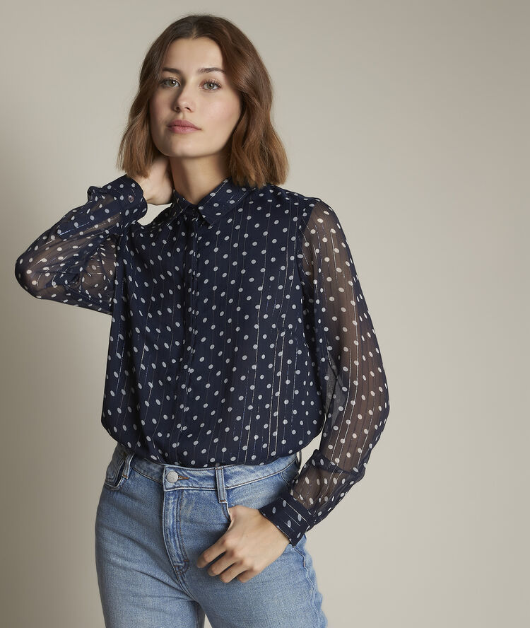 Blouse à pois evita marine.