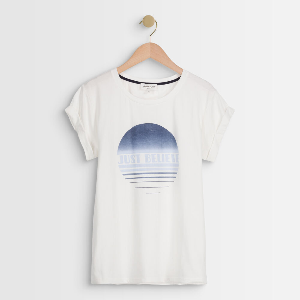 Tee-shirt en coton biologique sérigraphié innocent ecru.