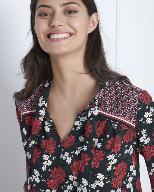 Blouse noire imprimé fleuri vladia noir.