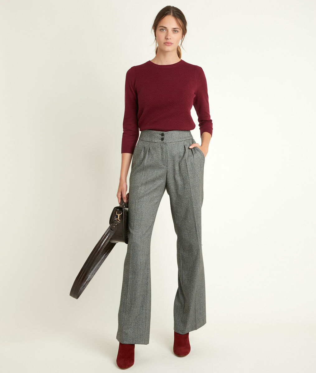 Pull bordeaux nid d'abeille Rimel | 1-2-3 Pull bordeaux nid d'abeille Rimel PhotoZ | 1-2-3