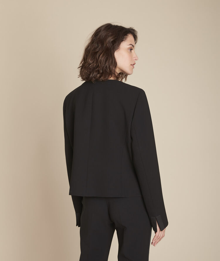 Veste noire microfibre et gros grain charme noir.