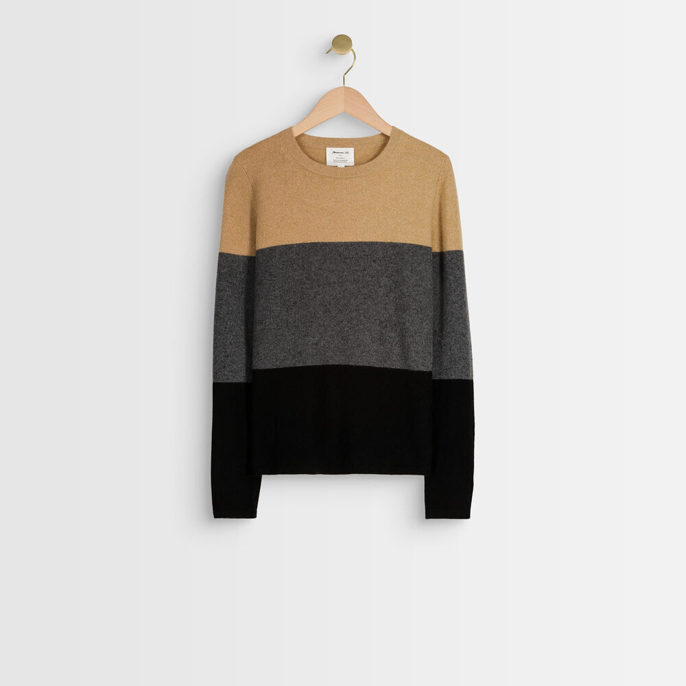 Pull en cachemire rayé ramon havane.